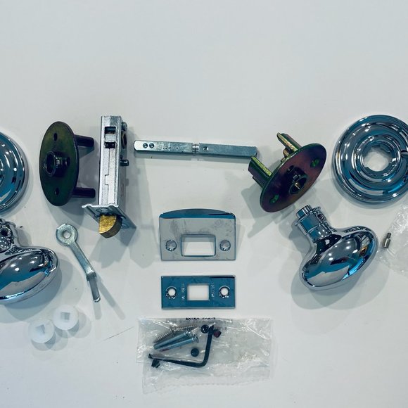 Baldwin Polished Chrome Complete Privacy Knob Latch Set Made In USA Original Box - Picture 5 of 8